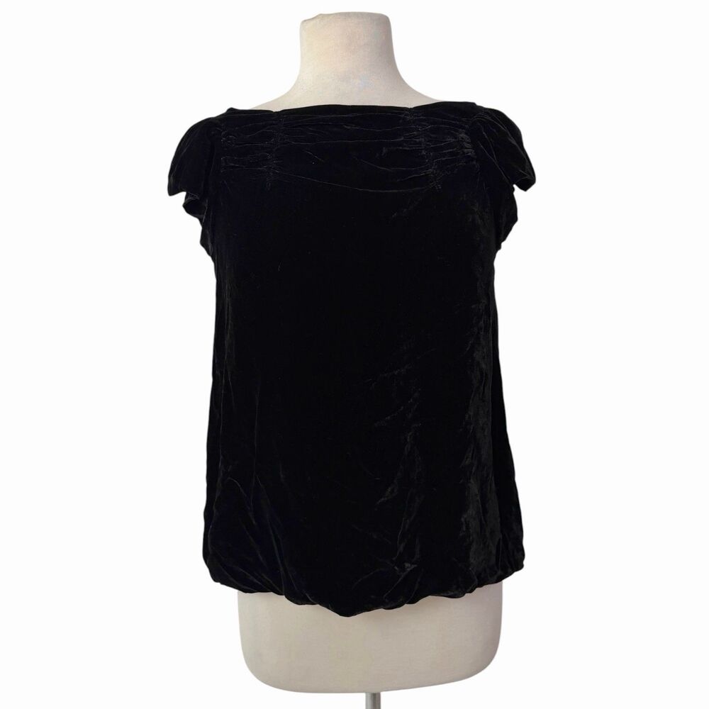 Marc by Marc Jacobs Black Velvet Whimsigoth Balletcore Ruched Bubble Top XS